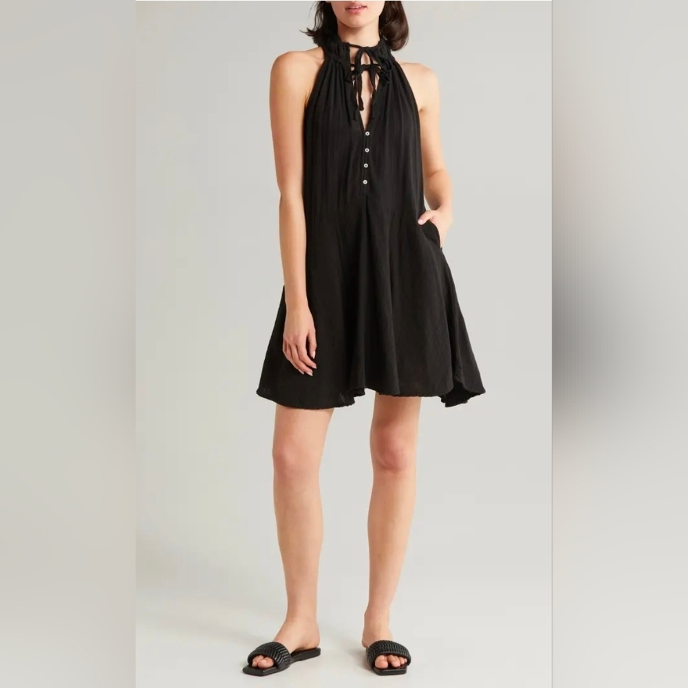 Nwt Elan High Neck Black Trapeze Cover Up Dress Size Large